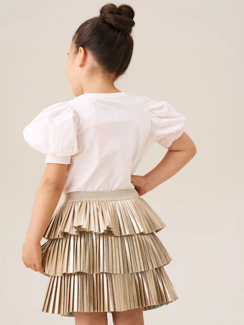 Jupe plissée à volants dorée pour fille