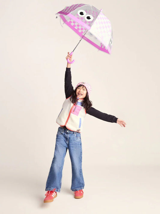 Parapluie enfant violet à motif hibou – 100 % polyester