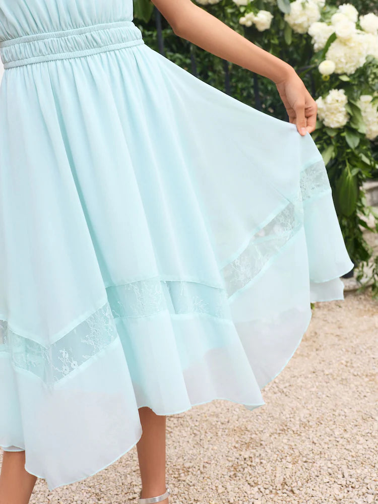 Robe de cérémonie bleu ciel en dentelle pour fille (5-16 ans)