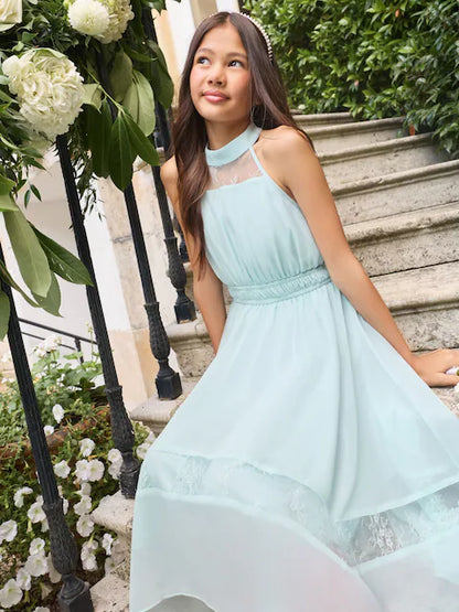 Robe de cérémonie bleu ciel en dentelle pour fille (5-16 ans)
