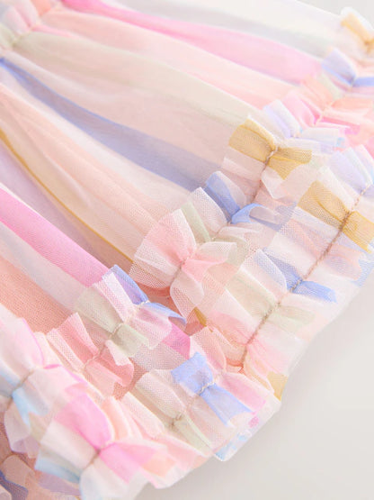 Robe pastel rayée sans manches pour bébé fille (3 mois-7 ans)