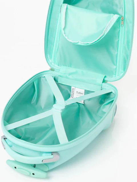 Valise cabine enfant à roulettes motif chat kawaii vert menthe
