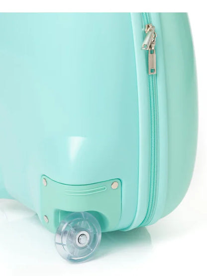 Valise cabine enfant à roulettes motif chat kawaii vert menthe
