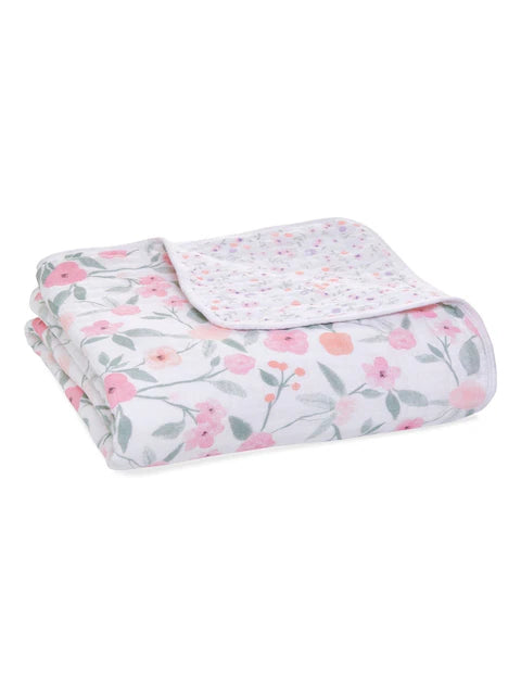 Couverture bébé fleurie réversible – Douce et confortable