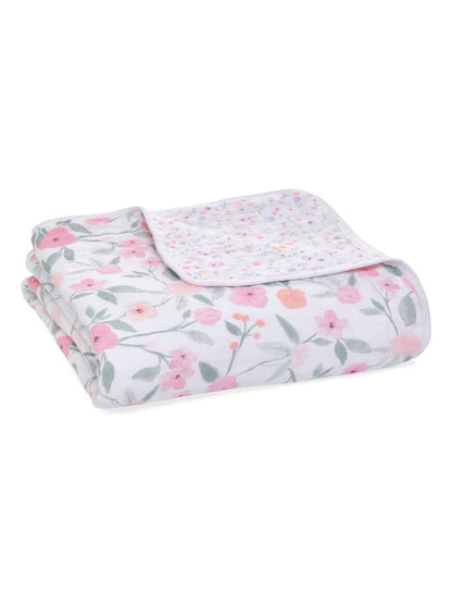 Couverture bébé fleurie réversible – Douce et confortable