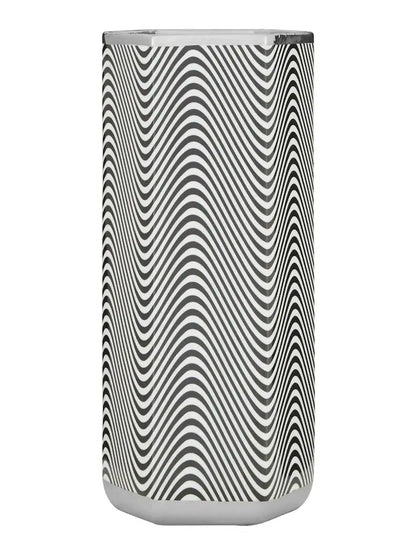 Porte-parapluie en porcelaine noir et blanc – Motif graphique ondulé
