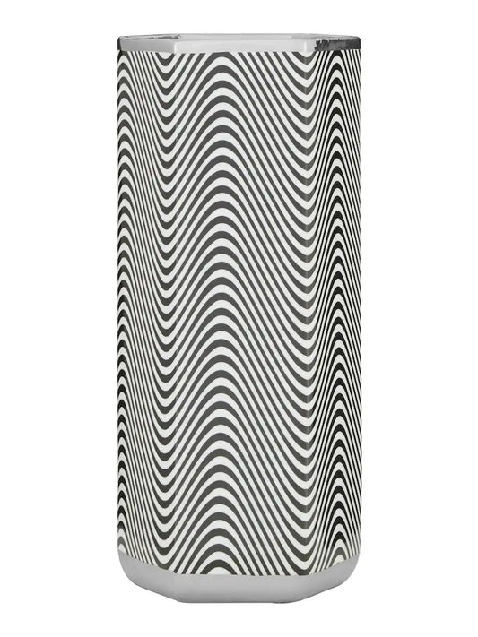 Porte-parapluie en porcelaine noir et blanc – Motif graphique ondulé