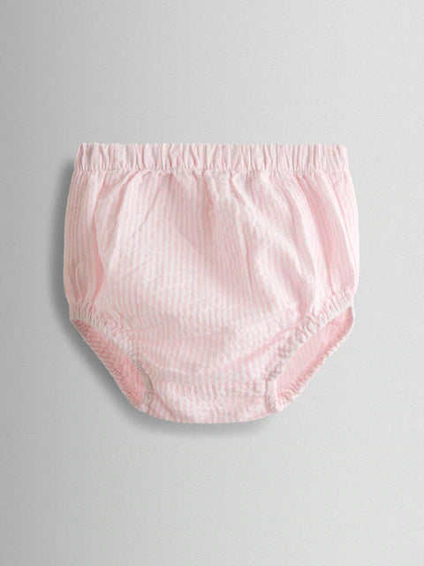 Ensemble bébé robe rose, culotte et chapeau assortis