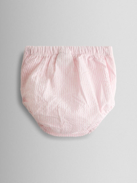 Ensemble bébé robe rose, culotte et chapeau assortis