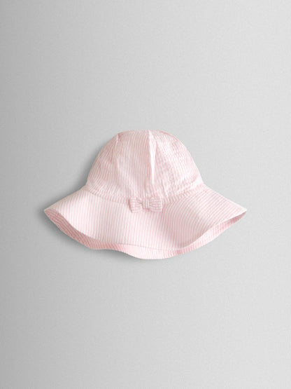 Ensemble bébé robe rose, culotte et chapeau assortis