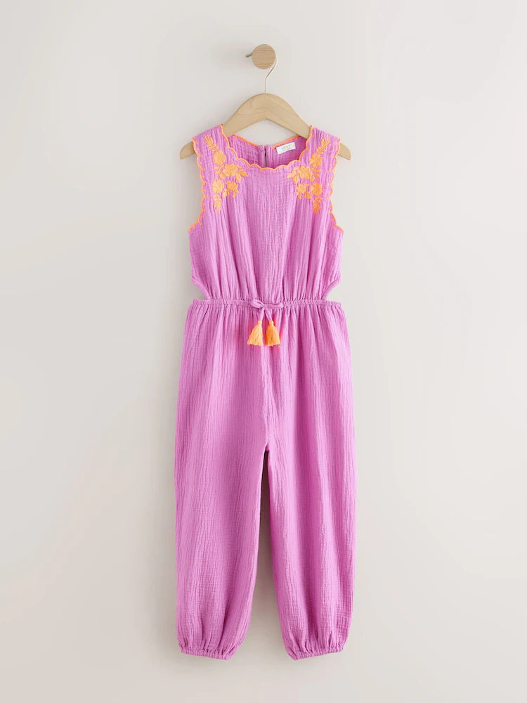 Combinaison enfant violette avec pompons décoratifs (3-16 ans)