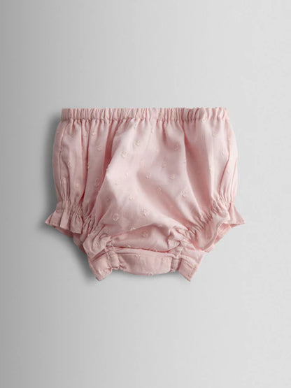 Ensemble bébé robe rose, culotte et chapeau à motif fraises