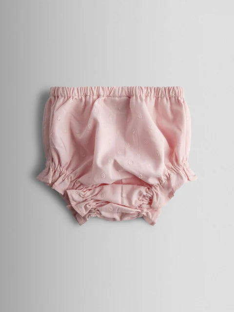 Ensemble bébé robe rose, culotte et chapeau à motif fraises