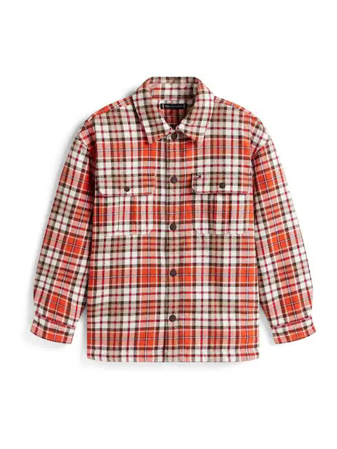 Surchemise à carreaux rouge et beige pour garçon
