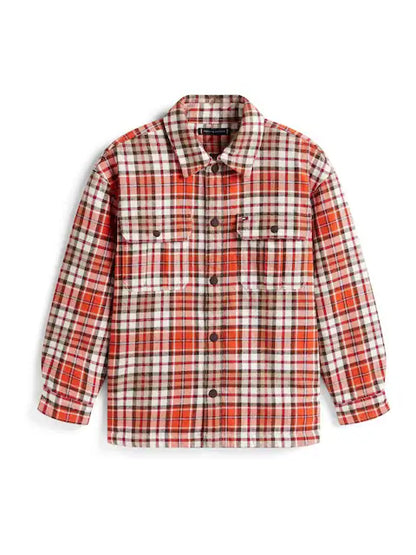 Surchemise à carreaux rouge et beige pour garçon