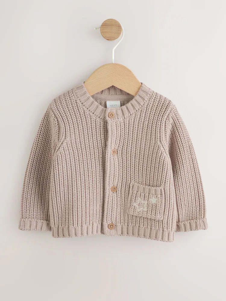 Pull bébé en maille côtelée Hello world beige