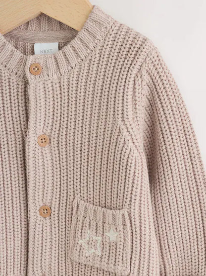 Pull bébé en maille côtelée Hello world beige