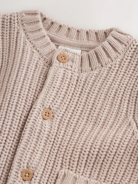 Pull bébé en maille côtelée Hello world beige