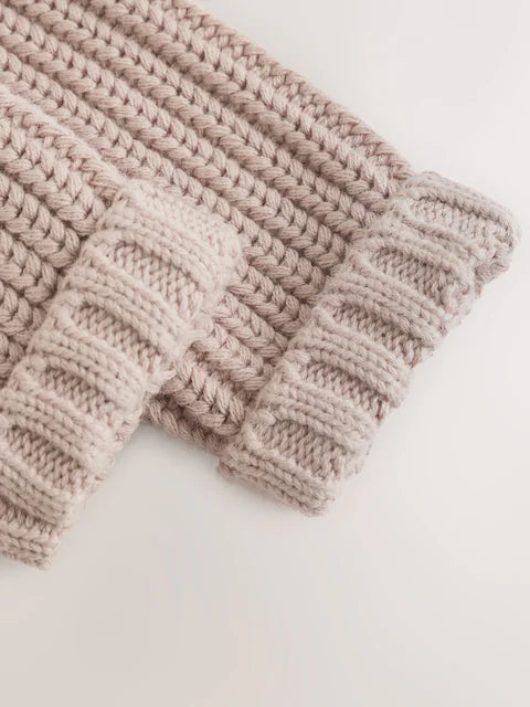 Pull bébé en maille côtelée Hello world beige