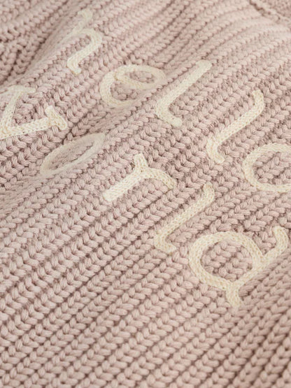 Pull bébé en maille côtelée Hello world beige