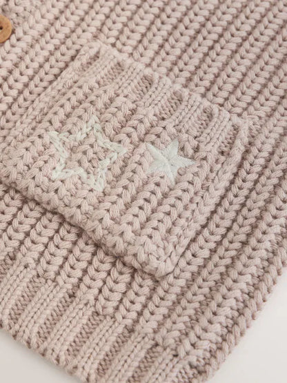 Pull bébé en maille côtelée Hello world beige