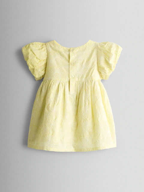 Ensemble robe bébé jaune pastel avec bloomer assorti