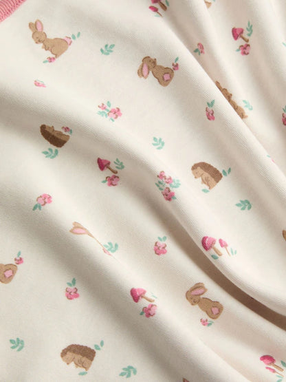 Couverture bébé réversible rose – Lapin brodé
