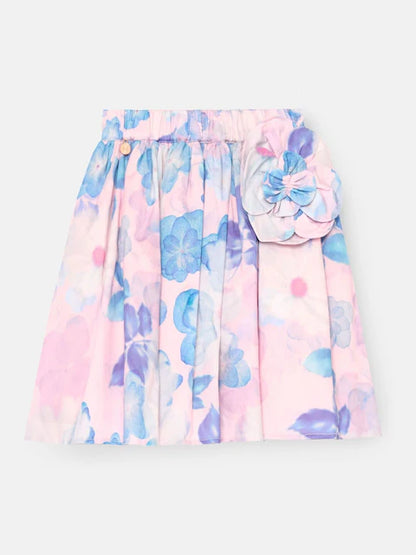Robe fleurie bleu pastel à manches longues pour fille