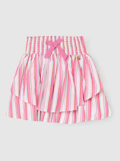 Jupe à volants rose rayée avec nœud pour fille