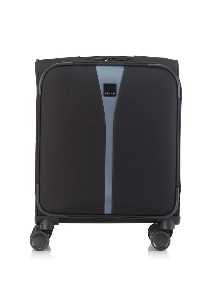 Valise cabine rigide noire à 4 roulettes pivotantes