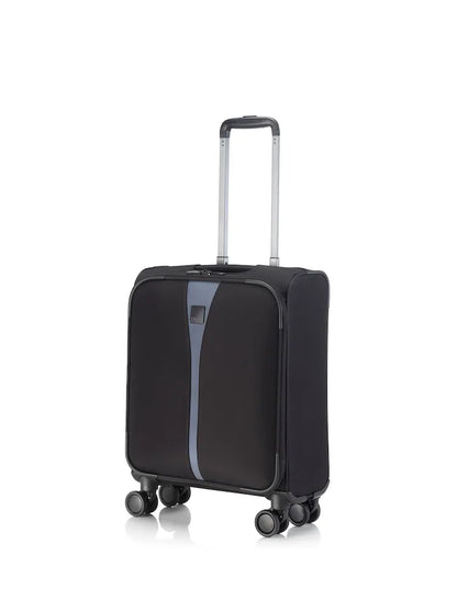 Valise cabine rigide noire à 4 roulettes pivotantes