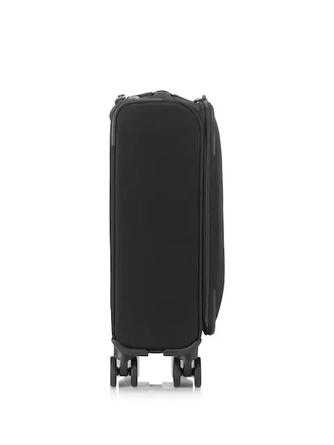 Valise cabine rigide noire à 4 roulettes pivotantes