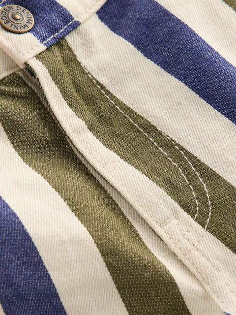 Pantalon enfant à rayures bleu et blanc coupe ajustée