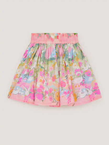 Jupe fleurie multicolore évasée pour fille