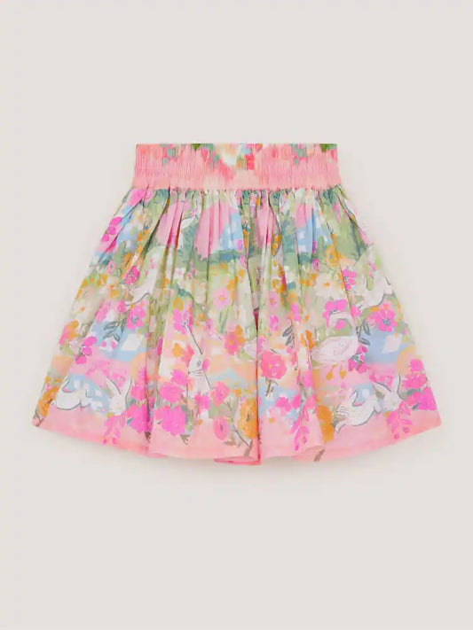 Jupe fleurie multicolore évasée pour fille