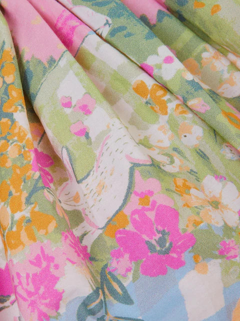 Jupe fleurie multicolore évasée pour fille