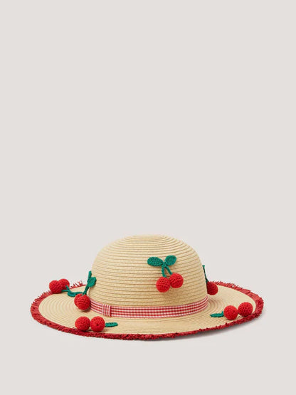 Chapeau de soleil cerises avec sac assorti pour enfant