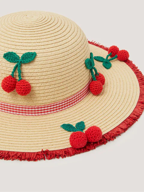Chapeau de soleil cerises avec sac assorti pour enfant