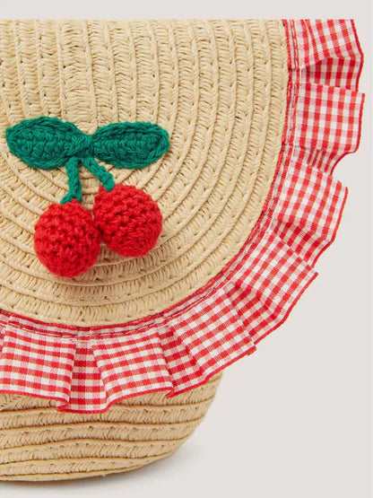 Chapeau de soleil cerises avec sac assorti pour enfant