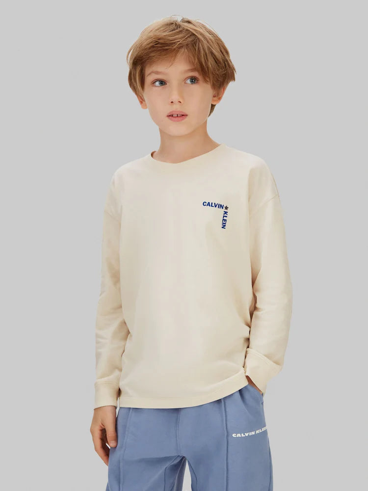 T-shirt manches longues Calvin Klein beige pour enfant