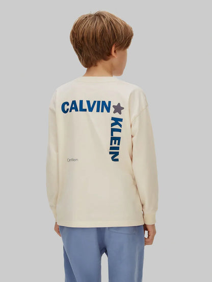 T-shirt manches longues Calvin Klein beige pour enfant