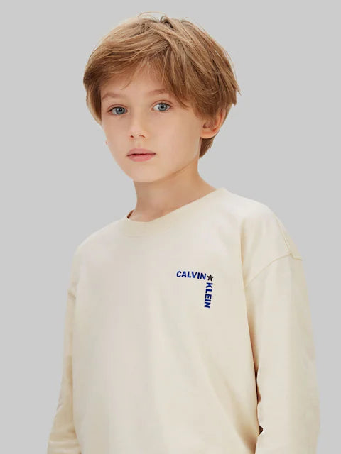 T-shirt manches longues Calvin Klein beige pour enfant