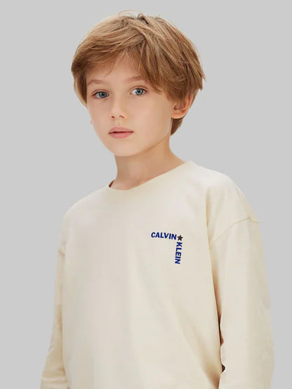 T-shirt manches longues Calvin Klein beige pour enfant