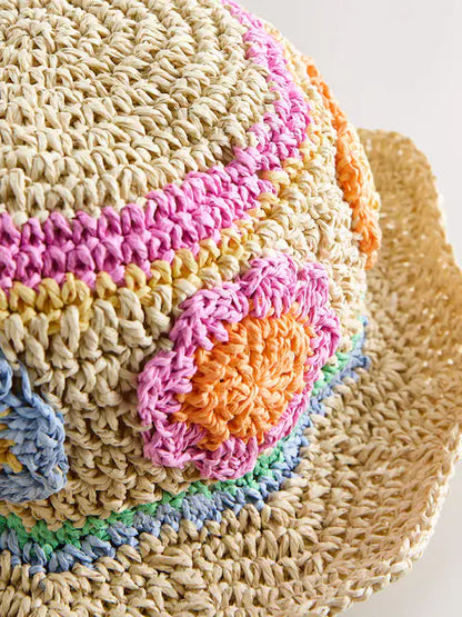 Chapeau crochet fleuri pour enfant