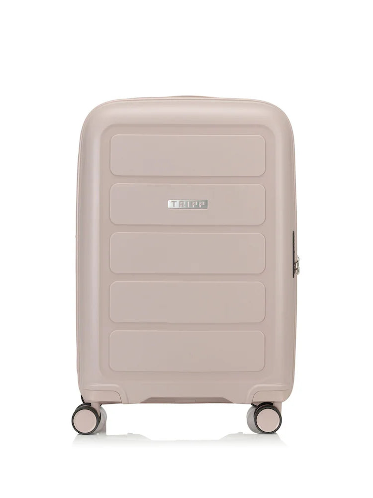 Valise rigide moyenne 66 cm en polypropylène beige rosé