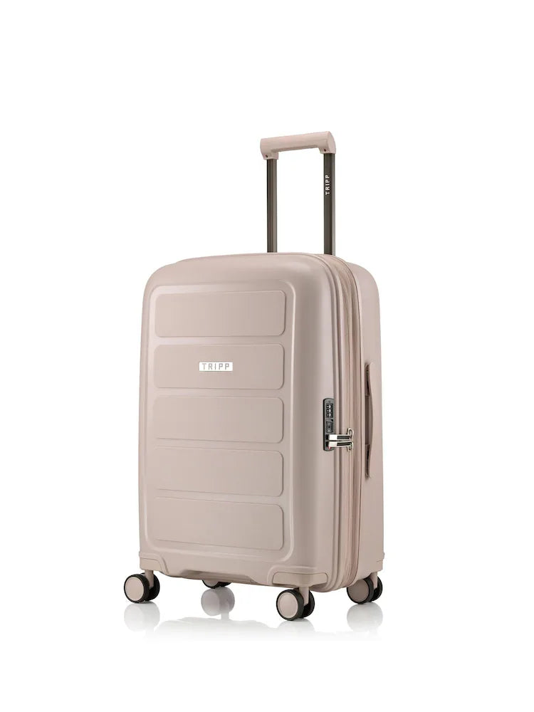 Valise rigide moyenne 66 cm en polypropylène beige rosé