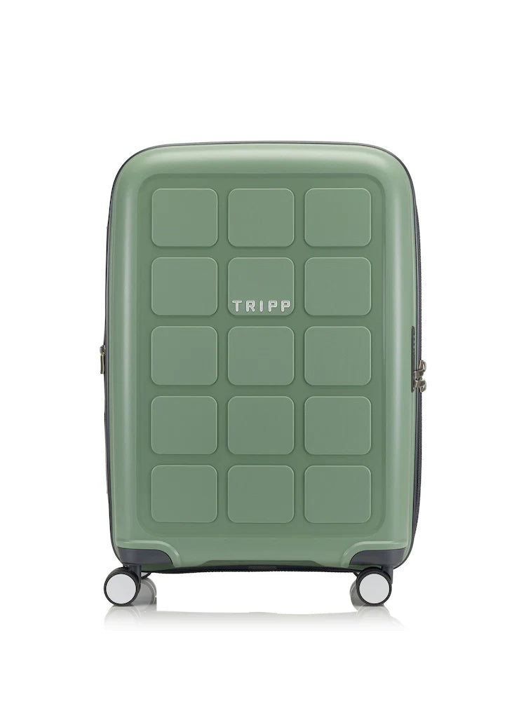 Valise cabine rigide vert sauge à roulettes 360°