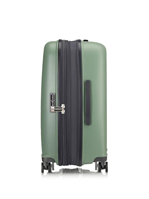 Valise cabine rigide vert sauge à roulettes 360°