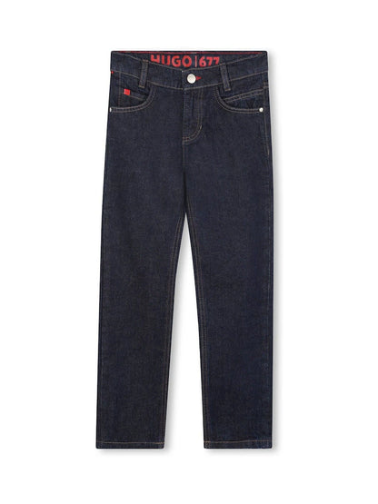 Jean enfant bleu foncé coupe droite classique