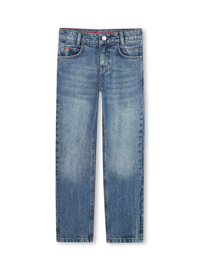 Jean enfant coupe droite bleu denim délavé